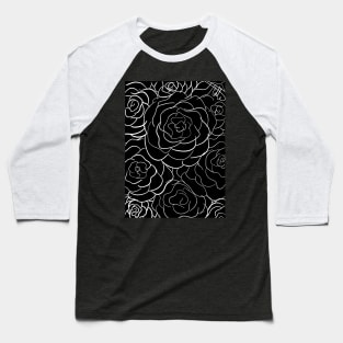 Rose Pattern Black Baseball T-Shirt